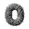 AI illustration of the letter O made from nails on a white background