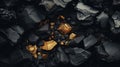 An AI illustration of a pile of coal with some very shiny gold stuff on top