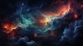 An AI illustration of a planetary space filled with clouds and stars iphone wallpaper Royalty Free Stock Photo