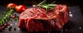 An AI illustration of raw roast beef with rosemary and pepper in the background stock photo - 54885 Royalty Free Stock Photo