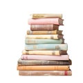 AI illustration of a stack of pastel vintage books isolated on a white background