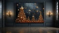 AI illustration of stunningly adorned Christmas trees resplendent with golden stars.