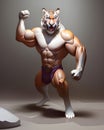 AI illustration of tiger as boduybuilder showing fitness power agression and anger