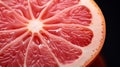 An AI illustration of the top portion of a grapefruit with leaves and pink juice in the center Royalty Free Stock Photo