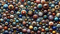 AI illustration of a vibrant display of assorted multicolored balls arranged in a pile.