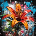 AI illustration of a vibrant painting of a single flower