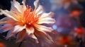 AI illustration of a vivid flower with water droplets illuminated by the sun.