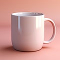 An AI illustration of a white coffee mug sitting on top of a pink table Royalty Free Stock Photo