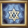 AI Illustration of a Star of David (Magen David) in a Gold Frame Royalty Free Stock Photo