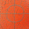 AI image, Abstract design on orange painted cracked surface with circle and lines for modern Royalty Free Stock Photo