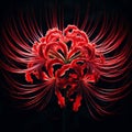 Ai image a beautiful red spider lily flower bloom in the dark Royalty Free Stock Photo