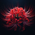 Ai image a beautiful red spider lily flower bloom in the dark Royalty Free Stock Photo