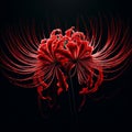 Ai image a beautiful red spider lily flower bloom in the dark Royalty Free Stock Photo