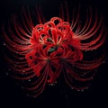Ai image a beautiful red spider lily flower bloom in the dark Royalty Free Stock Photo