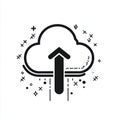AI image, Cloud upload data transfer icon graphic for server backup connection process online Royalty Free Stock Photo