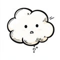 AI image, Cute cloud character with an apprehensive expression in a stylized cartoon drawing Royalty Free Stock Photo
