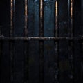 AI image, Dark Prison Cell with Metal Bars, Eerie Atmosphere, Confinement concept, Jail Backdrop Royalty Free Stock Photo