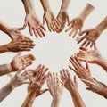 AI image, Diverse hands unite in a circle gesture of collaboration support community diversity Royalty Free Stock Photo
