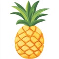 AI image. Fresh pineapple vector illustration with lush green leaves and textured surface sunny Royalty Free Stock Photo