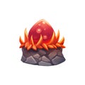 Ai Image Generative Icon of red crystal stone burning on rock Illustration.