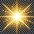 AI image Golden light burst effect with radiant rays shining brightly for decorative elements Royalty Free Stock Photo