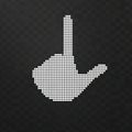 AI image Pixelated hand gesture pointing upwards white dots on dark background for digital Royalty Free Stock Photo