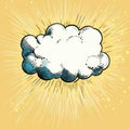 AI image. Pop art cloud explosion on vivid background. Vector illustration of halftone dots and Royalty Free Stock Photo
