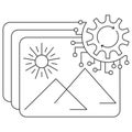 AI Image Processing icon. Simple outline black vector pictogram with thin lines