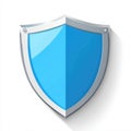 AI image Shiny blue shield with metallic frame on a white background Security concept safety Royalty Free Stock Photo