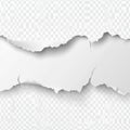 AI image torn paper edge reveals transparent background, texture design element realistic vector Royalty Free Stock Photo