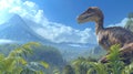 AI imagination of a Compsognathus dinosaur. AI generated