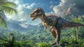 AI imagination of a Dilophosaurus dinosaur. AI generated