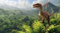 AI imagination of a Dilophosaurus dinosaur. AI generated