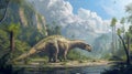 AI imagination of a Iguanodon dinosaur. AI generated