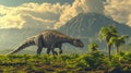 AI imagination of a Iguanodon dinosaur. AI generated