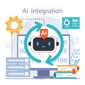 Ai integration. Artificial intelligence and human synergy. Neural network Royalty Free Stock Photo