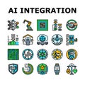 ai integration automation icons set vector