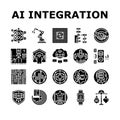 ai integration automation icons set vector