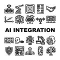 ai integration deep learning icons set vector Royalty Free Stock Photo