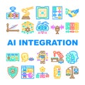 ai integration deep learning icons set vector Royalty Free Stock Photo