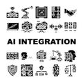 ai integration deep learning icons set vector Royalty Free Stock Photo