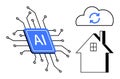 AI Integration in Smart Home Technology with Cloud-Based Automation System Royalty Free Stock Photo