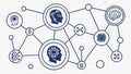 Brain tech network, illustrating AI integration and cognitive computing system interface. vector design Generative AI