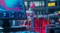 AI interface analyzes patient bloodwork in futuristic lab setting. Generative AI Royalty Free Stock Photo