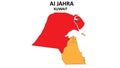 AI Jahra Map in Kuwait. Vector Map of Kuwait. Regions map of Kuwait