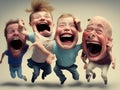 AI Joke - Very Cheerful Laughing Children, Generative AI Illustration