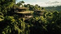 Jungle Hideaways: A Drone\'s View of Remote Homes Amidst the Wilderness Royalty Free Stock Photo