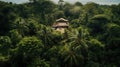 Jungle Hideaways: A Drone\'s View of Remote Homes Amidst the Wilderness Royalty Free Stock Photo