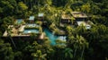 Jungle Hideaways: A Drone\'s View of Remote Homes Amidst the Wilderness Royalty Free Stock Photo