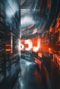 AI Lab Chaos, A whirlwind of AI code swirls through a lab with flickering digital screens, illustrating the instability of